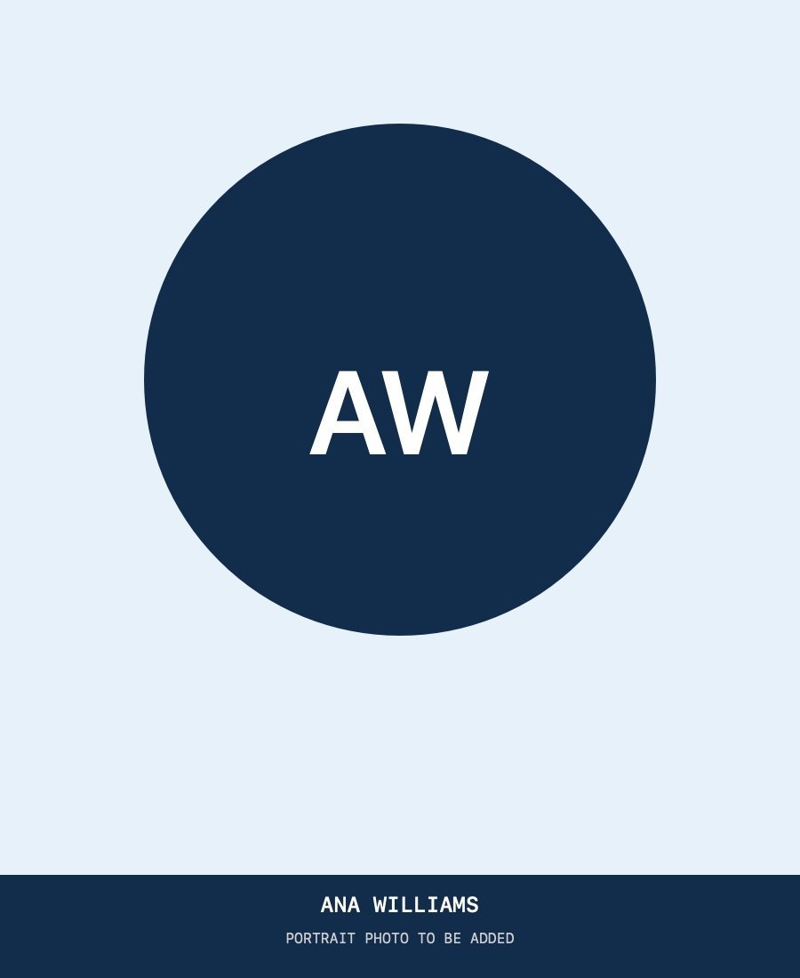 Placeholder for Ana Williams' portrait; replace with her approved photo